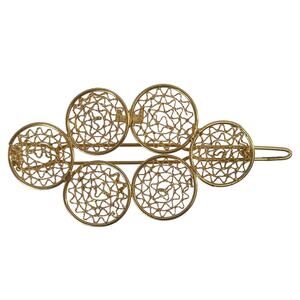 1990s Open Design Gold Plated Circular Wire Geometric Handcrafted Barrette